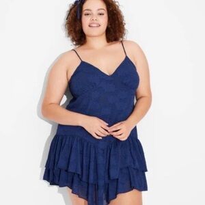 Wild Fable Women's Game Day Ruffle Mini Skater Dress size 1X in royal blue